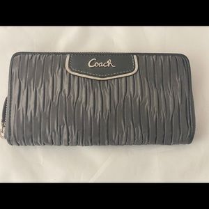 Coach pleated grey large wallet pink interior